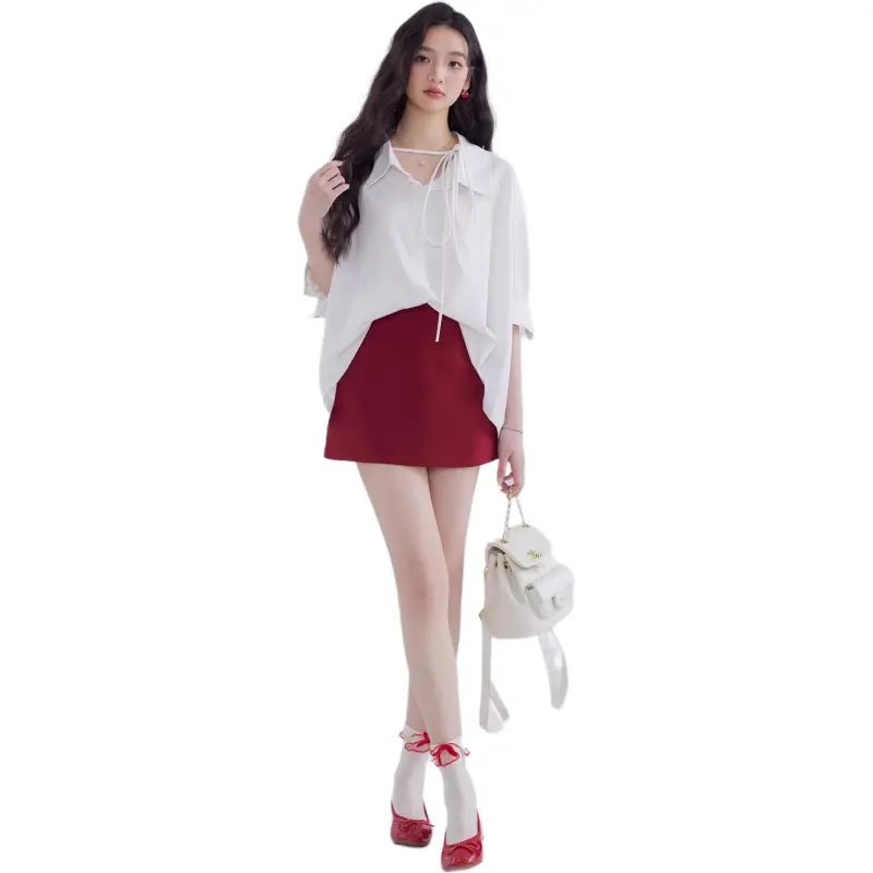 DEAR DEER PUFF Casual Short Skirts Women's Red-1