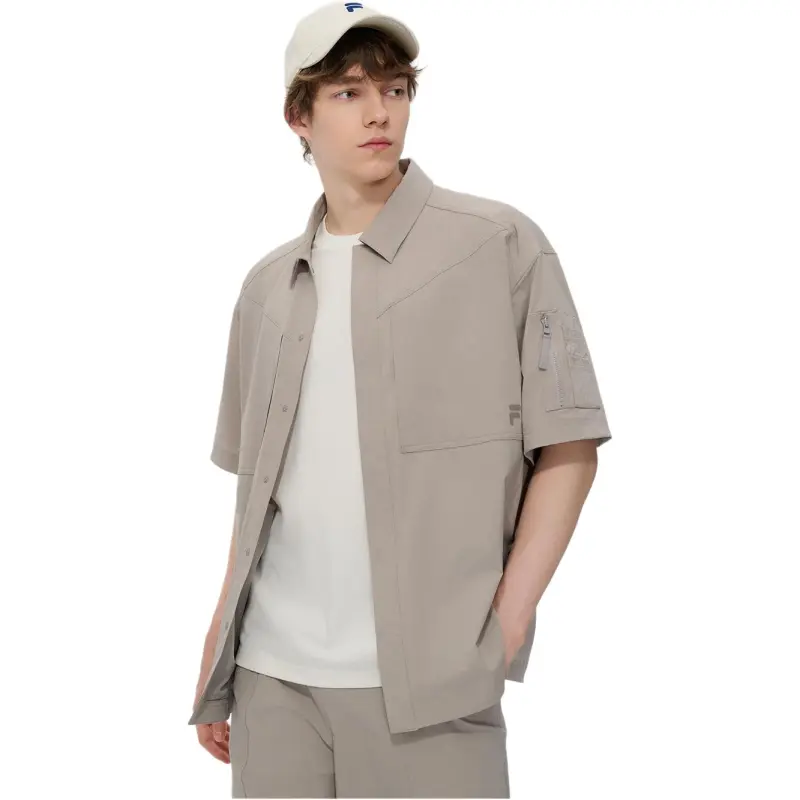FILA FUSION LIFEFUSIONEER Shirt Men's Gray Stone Brown BN-2