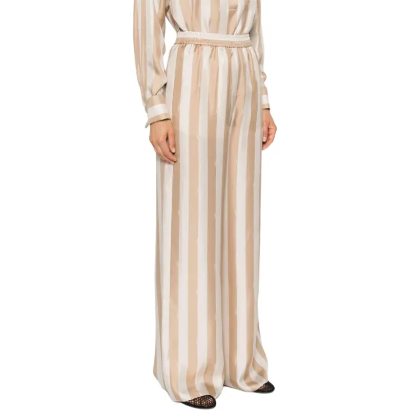 FENDI Pequin stripe Silk Palazzo Pants-4