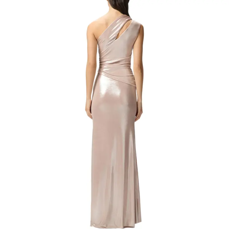 PINKO One Shoulder Ruched Maxi Dress-3