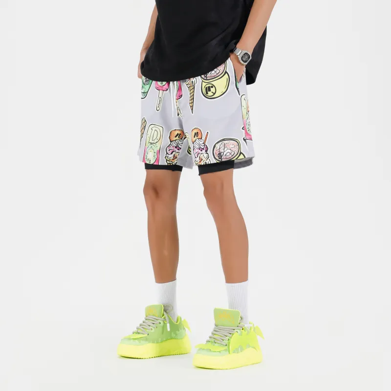 DNBH Dual Tone Collection Leopard Print Collection Casual Shorts Unisex-22