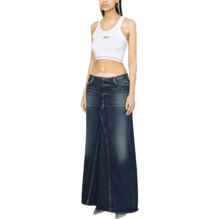 DIESEL Denim Long Skirts Women's Blue-2