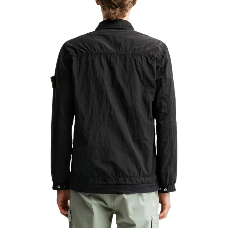 STONE ISLAND Logo Patch Crinkle Finish Overshirt-3