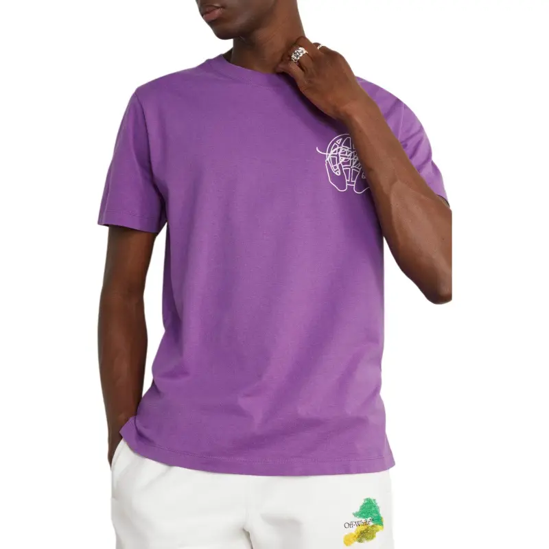 OFF WHITE T Shirt, Regular Fit Men's Purple-1
