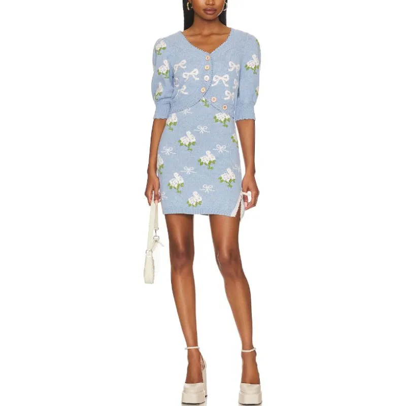 LOVESHACKFANCY Sleeveless Dress Women's Light Blue-3