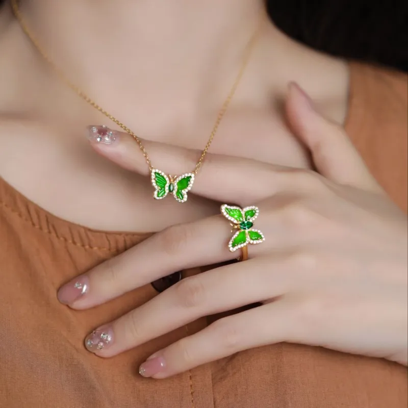 KALAIYIN Ice Glutinous Jadeite Rings Women's-8