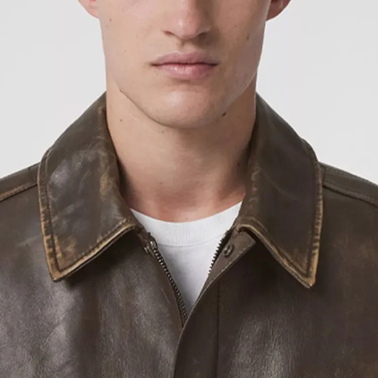 Burberry Leather Jackets Men Brown-4