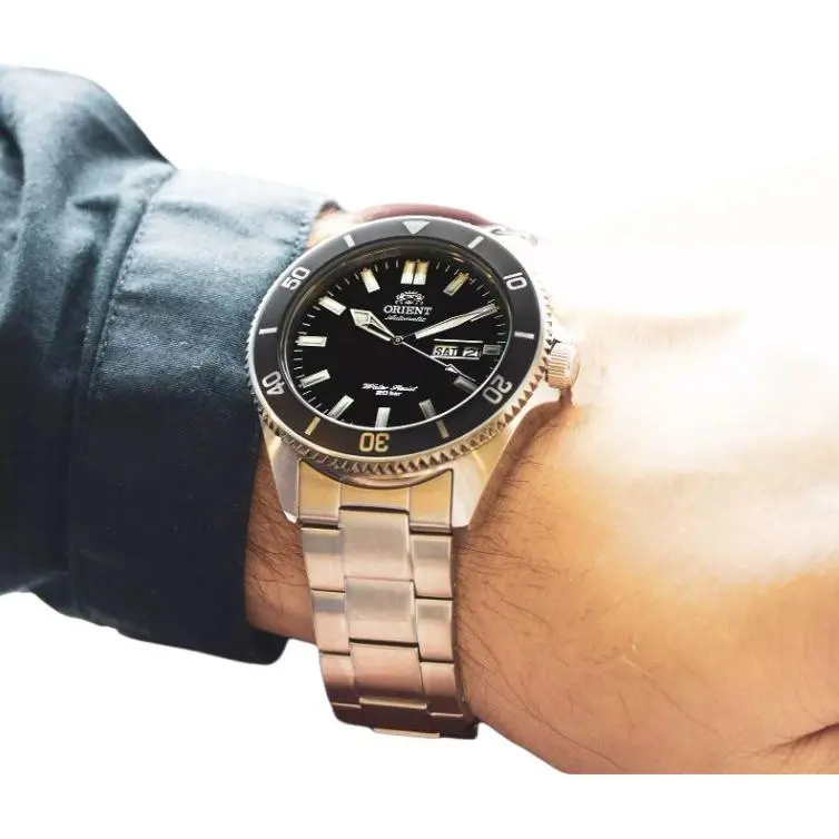 ORIENT Automatic Mechanical Movement Stainless Steel Strap Watch Men's Watches Black Dial-4