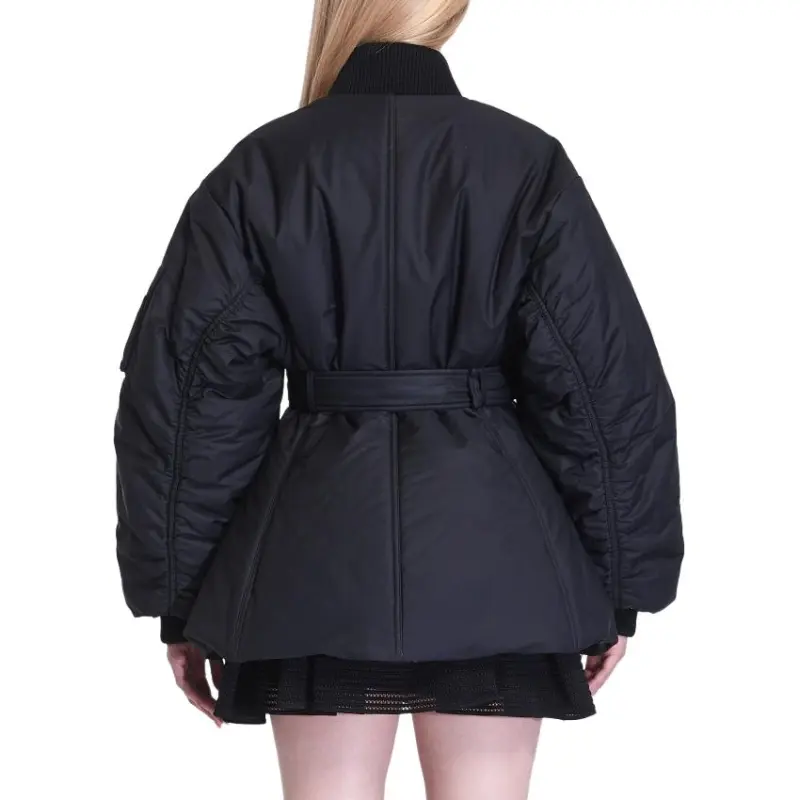 Alaia Zip Up Belted Bomber Jacket-1