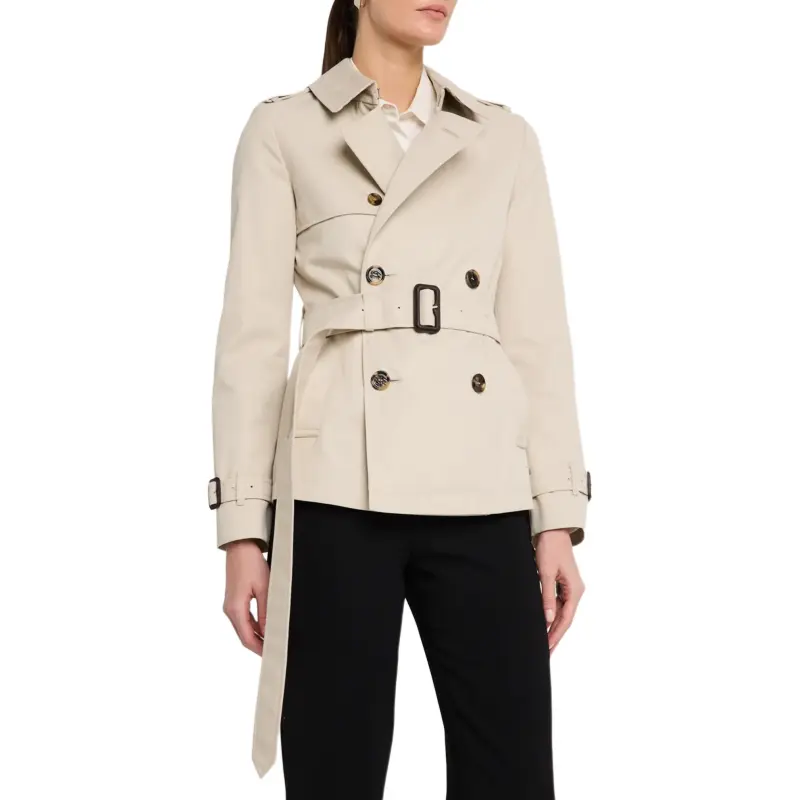Burberry Double Breasted Belted Short Coat-3