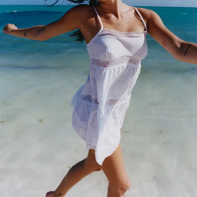 Victoria's Secret PINK BY FRANKIES BIKINIS MAGNOLIA POPLIN DRESS /WP One-piece Swimsuit Women's White-3