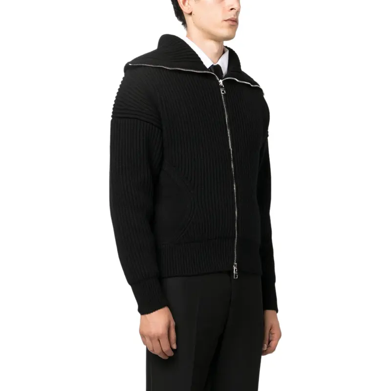 Alexander McQueen Ribbed Knit Zip Up Cardigan-3