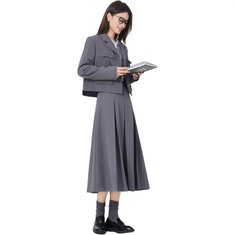 Dajia Poetry Business Suit Coat Women's Gray/Navy Blue/Khaki Green-5