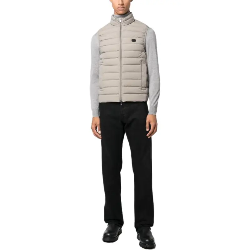EMPORIO ARMANI Sleeveless Full zip Down Jacket In Quilted Nylon With Eagle Logo Patch-1