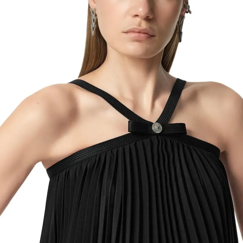 VERSACE Halterneck Pleated Top-4