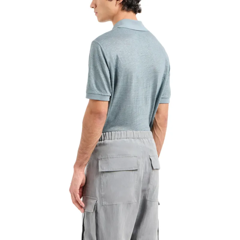 GIORGIO ARMANI Short sleeved Polo Shirt In Linen Jersey-2