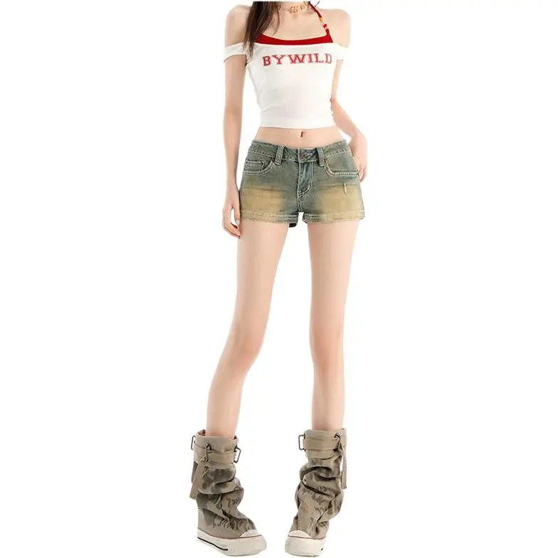 Concubine Zhu Denim Shorts Women's Bronze-2
