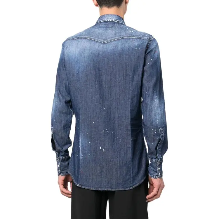 DSQUARED 2 Long Sleeved Curved Hem Shirt-2