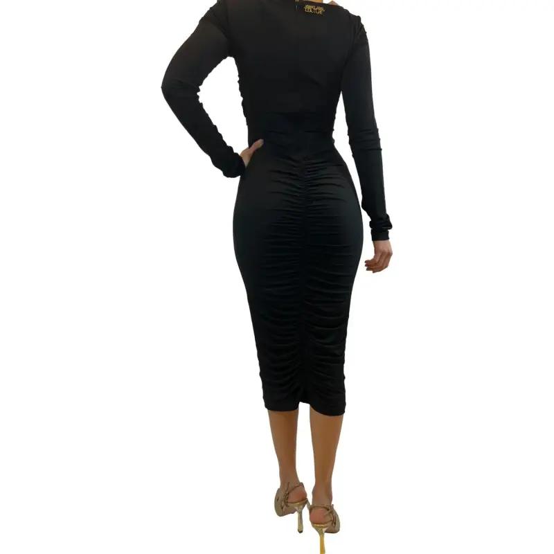 VERSACE JEANS COUTURE Cut Out Long Sleeved Midi Dress-5