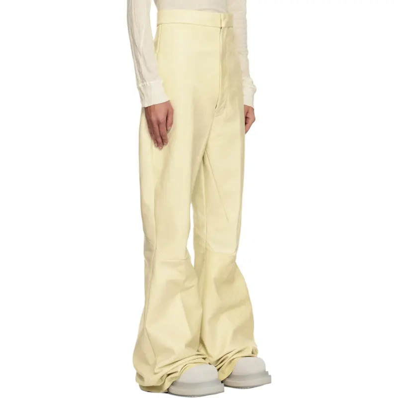 RICK OWENS/RO Leather Pants Men's Beige-2