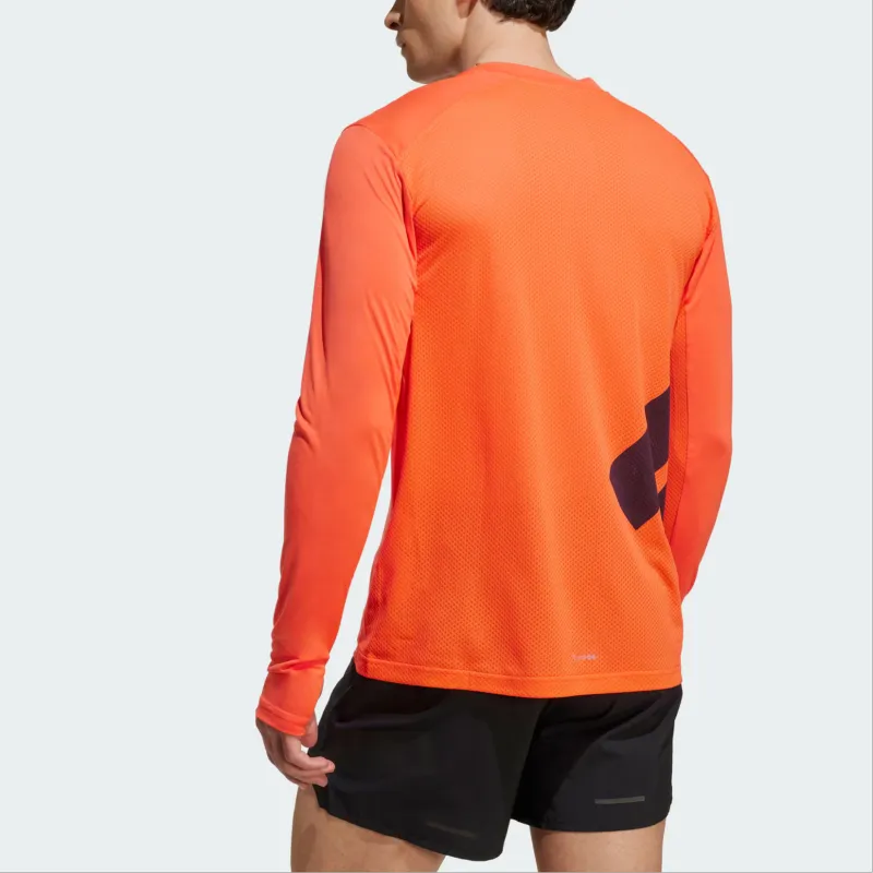 Adidas Terre CLIMACOOL+ LONG SLEEVE TOP T Shirt Men's Half Impact Orange-1