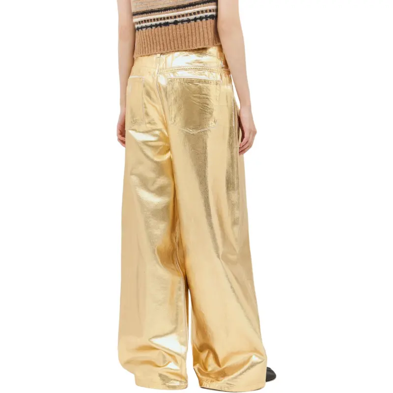 GANNI Foil Wide Leg Jeans-5