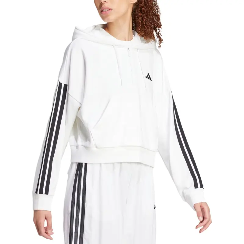Adidas ESSENTIALSSportswear FW24 3 Stripes French Terry Quarter Zip Sweatshirt Women's White/Black-2