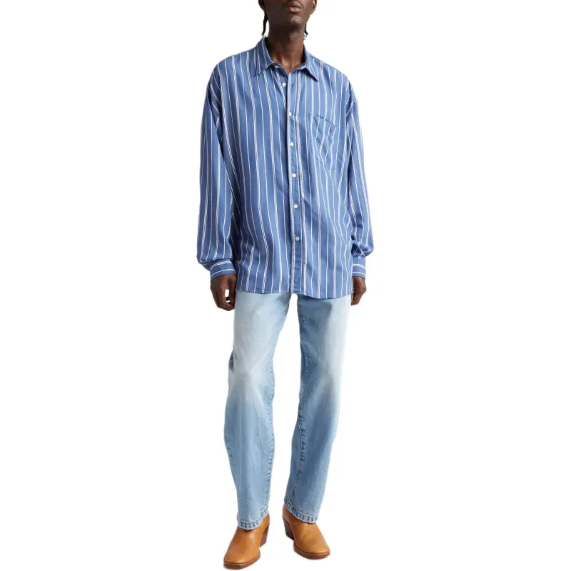Acne Studios Logo Embroidered Striped Shirt-4