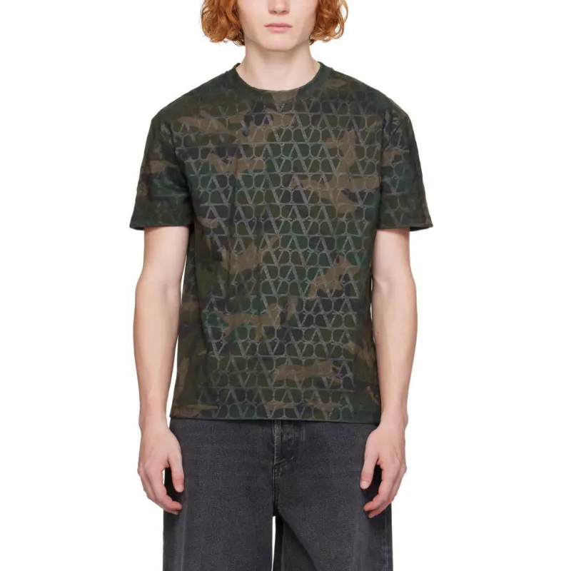 Valentino All Over Logo Patterned Crewneck T Shirt-4