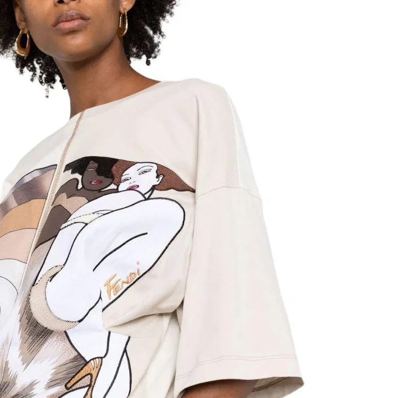 FENDI T Shirts Women's White-3