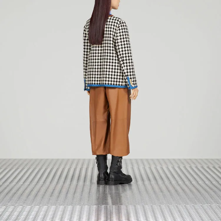 GUCCI Gingham Long-Sleeved Tweed Jacket-2