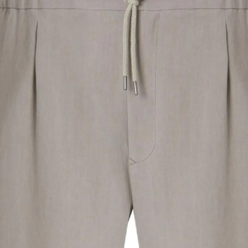 GIORGIO ARMANI Single pleat Linen canvas Trousers-1