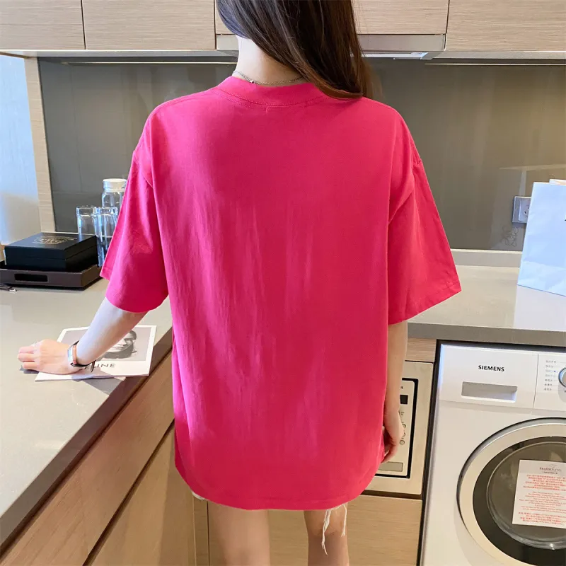 Warrior Drop Shoulder Sleeve T-Shirt Women's Dragon Fruit Red-2