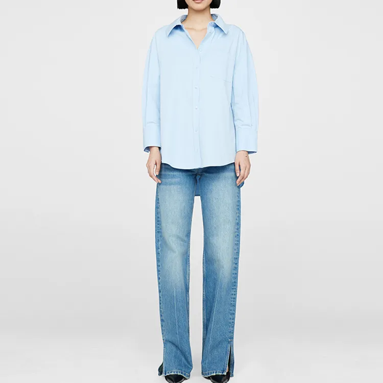 Anine Bing High low Hem Long sleeve Shirt-1