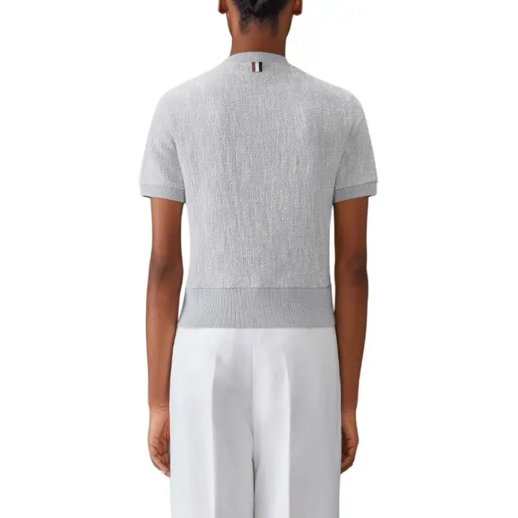THOM BROWNE Bouclé Logo patch T shirt-2