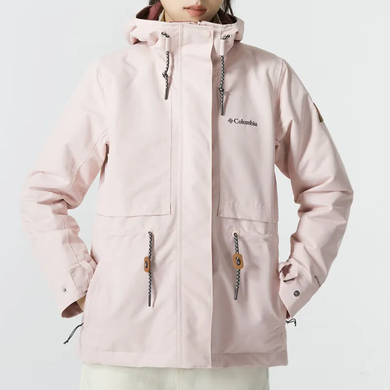 Columbia Outdoor Hiking Waterproof And Windproof To Keep Warm Windbreaker Jacket Women's Light Pink-4