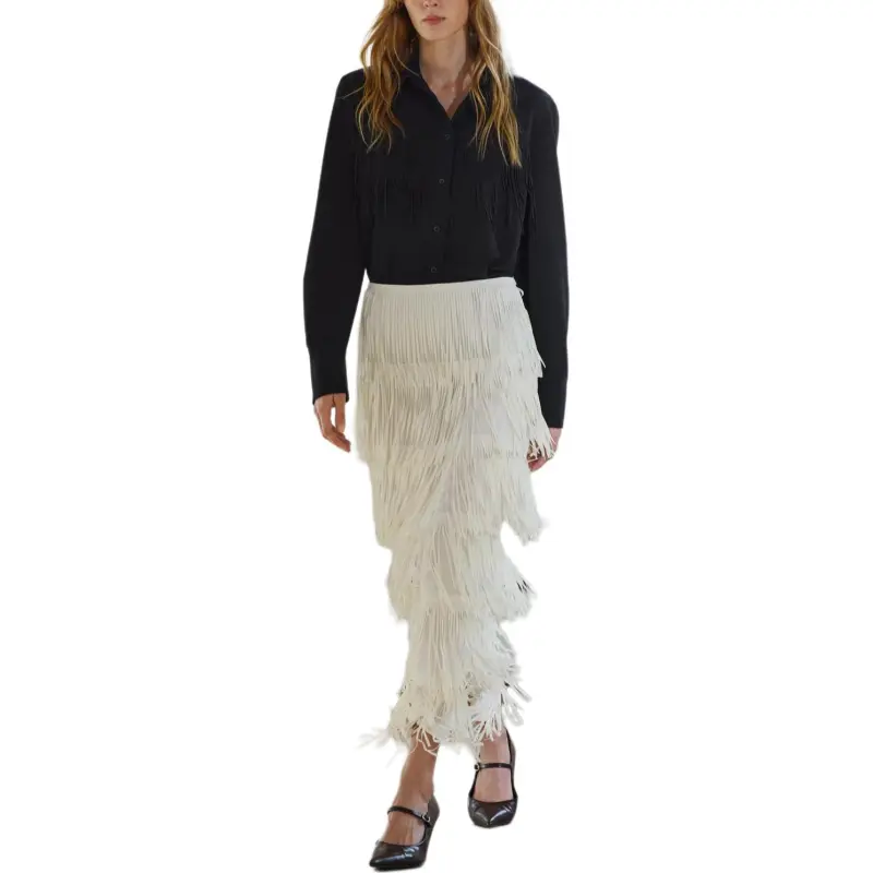 ZARA ZW Series Casual Long Skirts Women's Natural Color-4