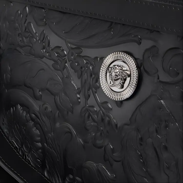 VERSACE MEDUSA BIGGIE Collection Barocco Calfskin Clutch Men's Black-4