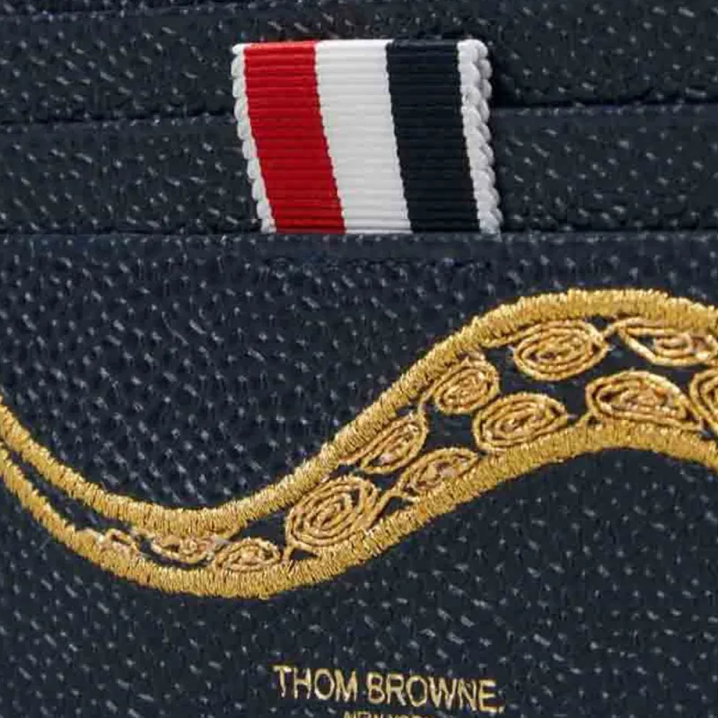 THOM BROWNE· Calfskin Card Holder Women's Dark Blue-3