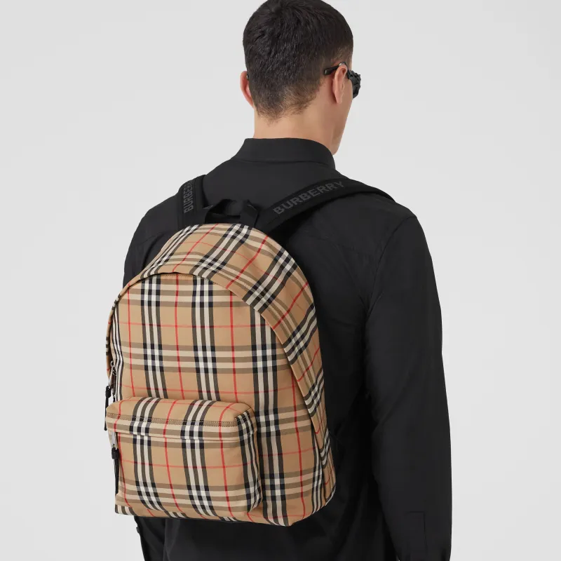 Burberry Vintage Check Nylon Backpack Archive Beige-8