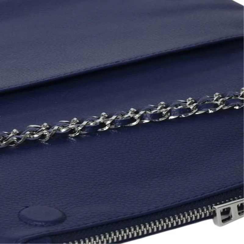 Zadig & Voltaire Cow Leather Shoulder Bag Trumpets Women's Dark Blue-3
