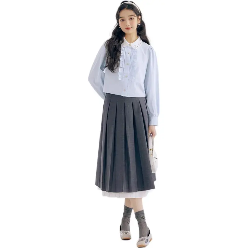 DEAR DEER PUFF Shirt Women's Blue-3
