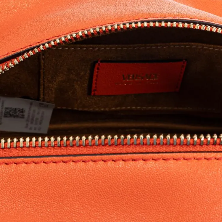 FANSIZHE Leather Bowling Bag, Shoulder Bag Women's Orange-4