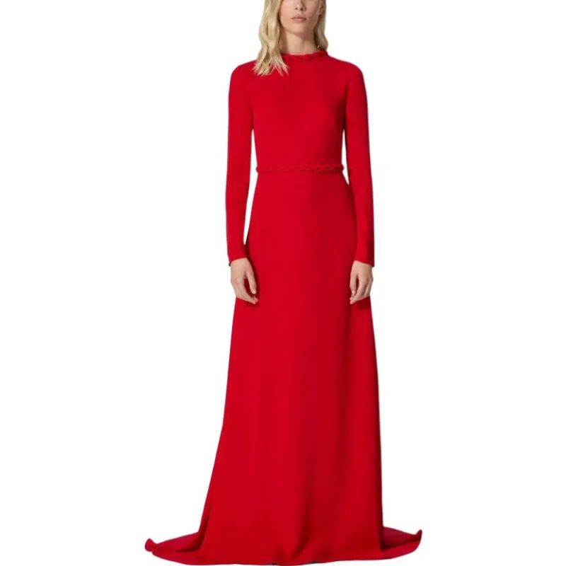 Valentino Long Sleeved Dress Women's Red-1