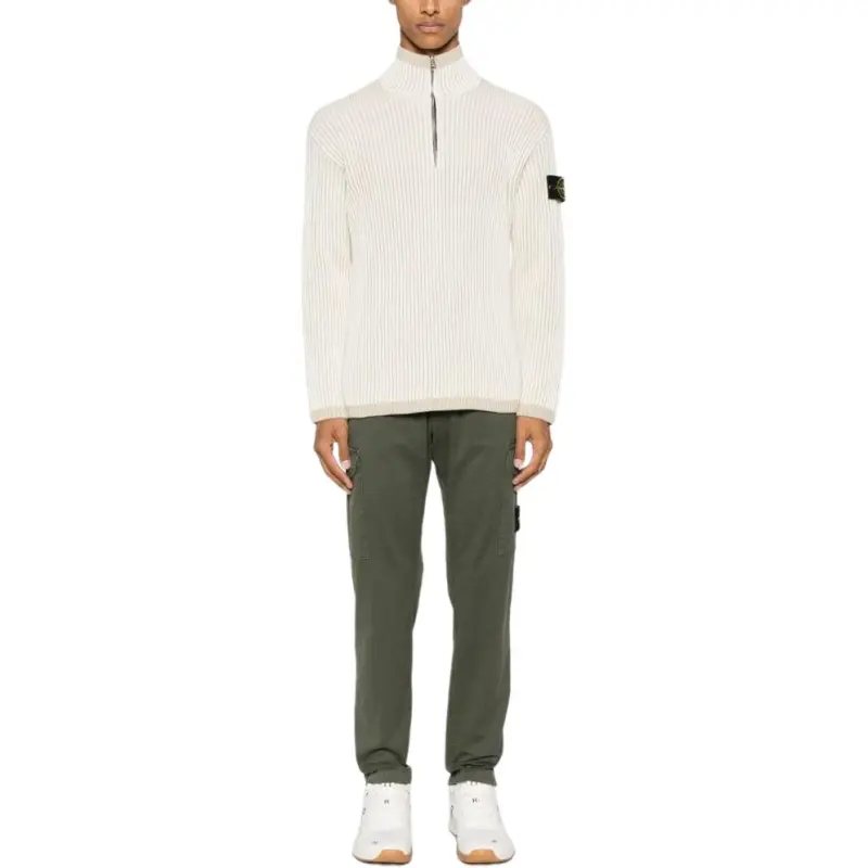 STONE ISLAND Logo Patch High Neck Knitted Jumper-2