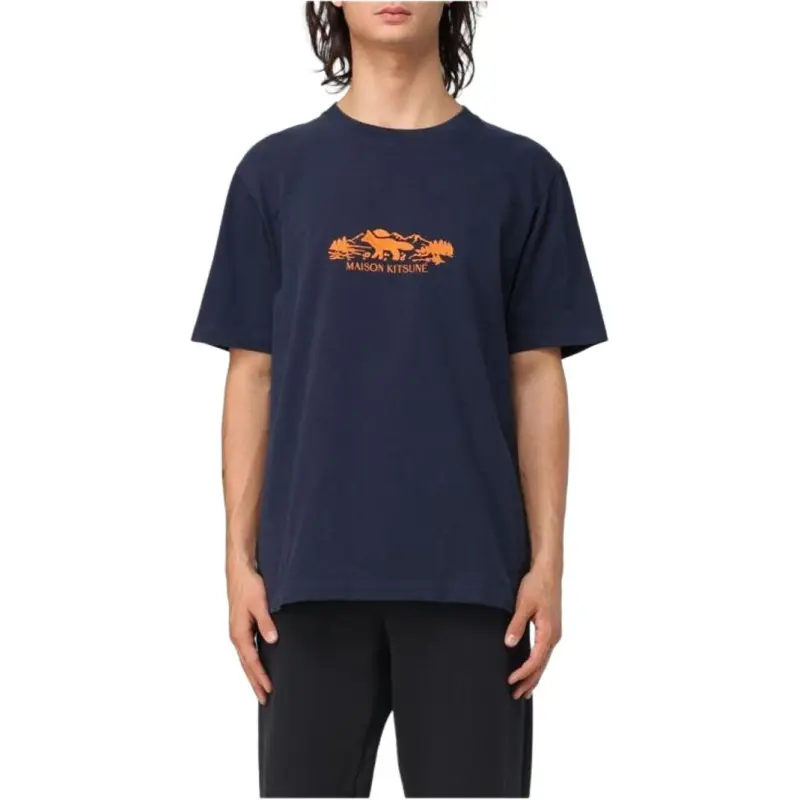 Maison Kitsune Logo Embroidered Crewneck T Shirt-4