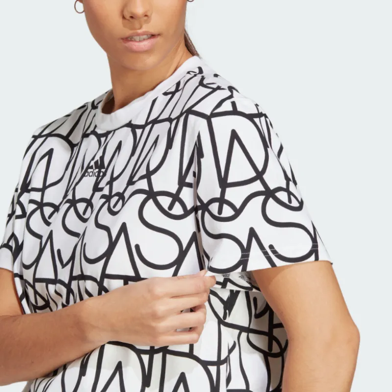 Adidas Drop Shoulder Sleeve T Shirt Women's Black-5