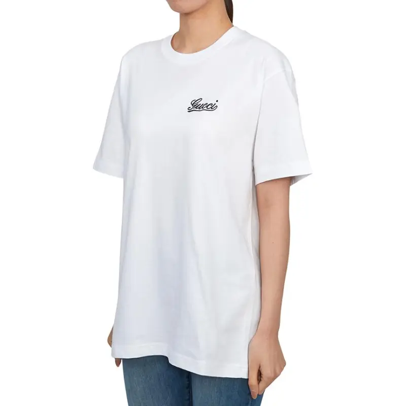 GUCCI Logo Embroidered Crewneck T-Shirt-3