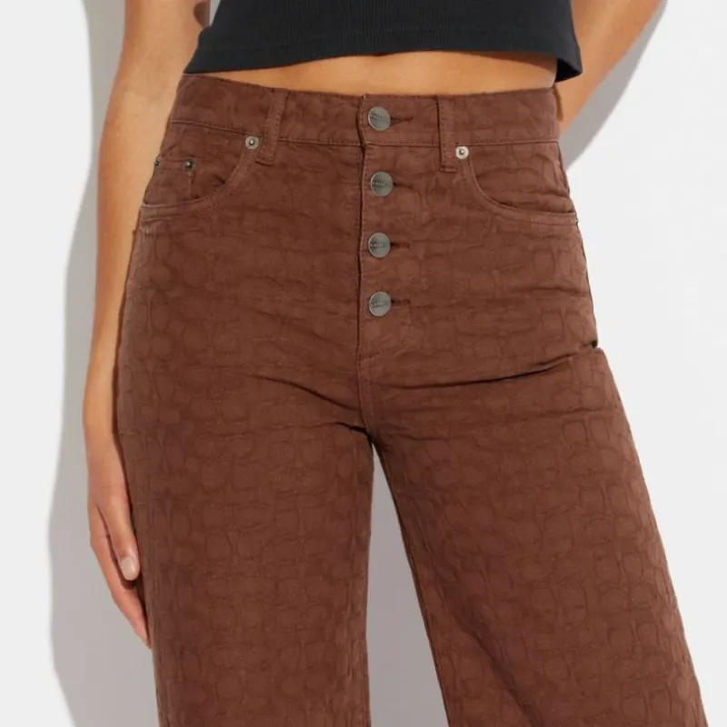 COACH Casual Pants Women's Brown-3
