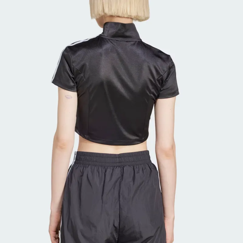 Adidas Women's Adicolor Short Sleeve Track Long Sleeve Top Black-1